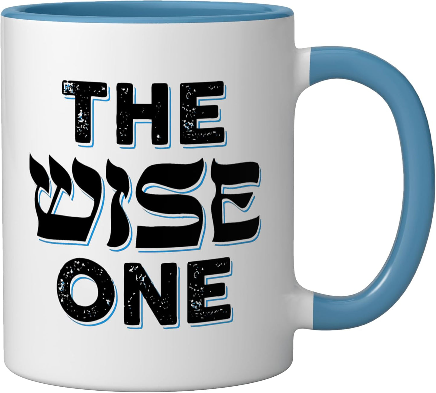 Taza cerámica para Pésaj el Hijo Sabio azul/blanco