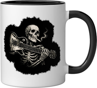 Taza de cerámica Funny Skeleton Smoking Playing Guitarra Rock n Roll