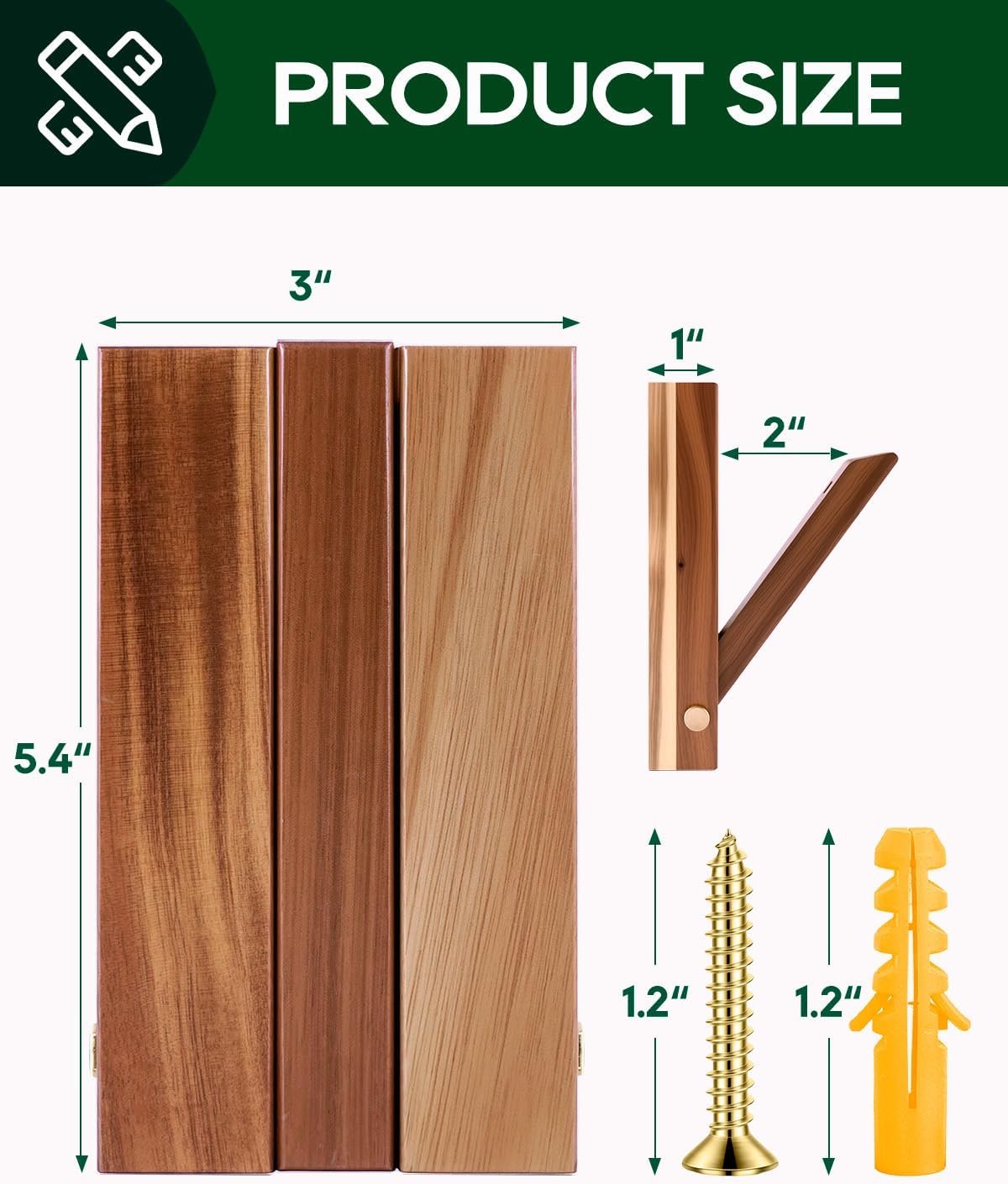 Ganchos madera plegables decorativos para hogar 2 pzas