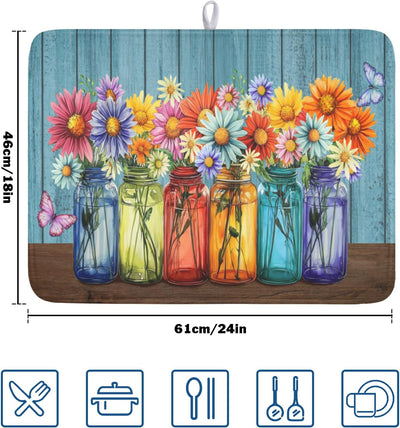 Alfombrilla secadora cocina vintage floral 18x24pulg