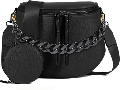 Bolso cruzado mujer cuero vegano grande con monedero