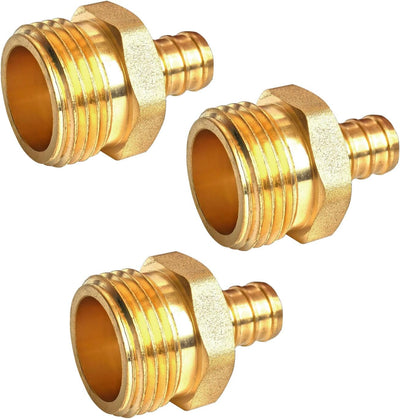 3 Pzas Conector PEX Macho 1/2x3/4 Latón Adaptador Jardín