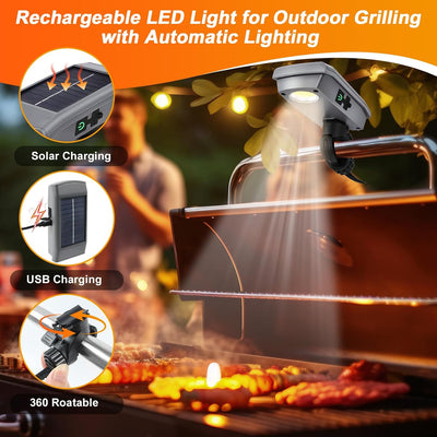 Luces parrilla aire libre USB-C recargable brillo 2 niveles