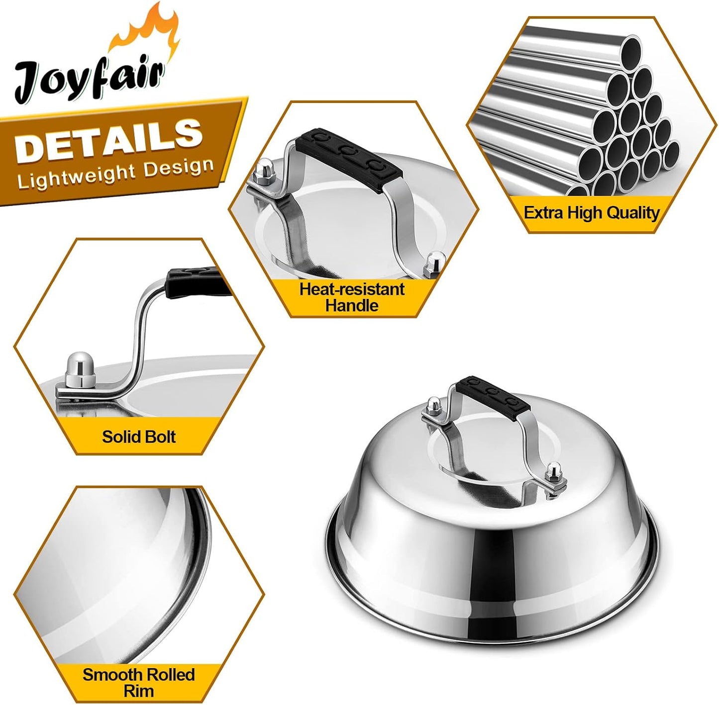 Cúpula fusión queso 9pulg para plancha 2uds acero inox
