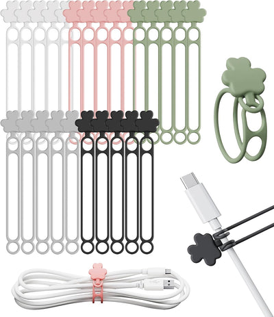 25 Bridas Silicona 4pulg Organizador Cables Reutilizable Multicolor