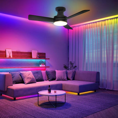 Ventilador techo 42pulg RGB luz CCT reversible motor CC