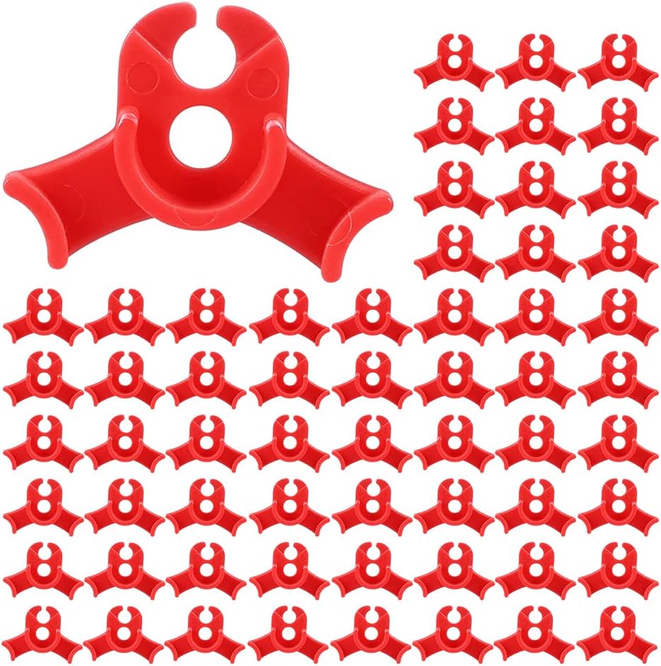 60 Clips Ajustables para Doblar Plantas Estilo Circular Rojo
