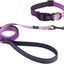 Juego collar y correa perro ajustable reflectante morado