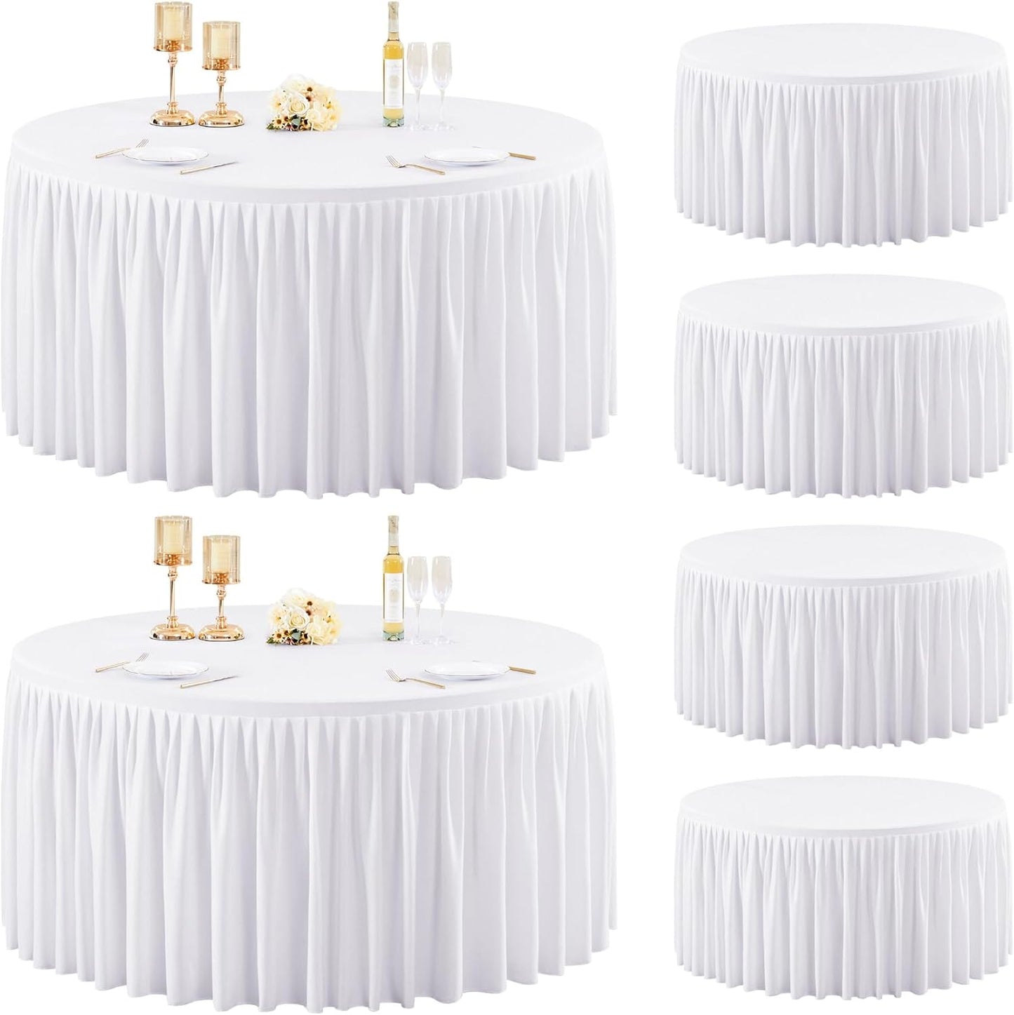6 Manteles Elastano Blanco para Mesa 48pulg Ajustable Bodas
