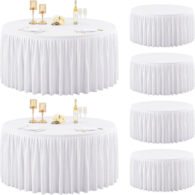 6 Manteles Elastano Blanco para Mesa 48pulg Ajustable Bodas