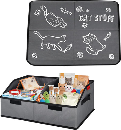 Cesta juguetes gato con tapa divisor 19pulg 600D
