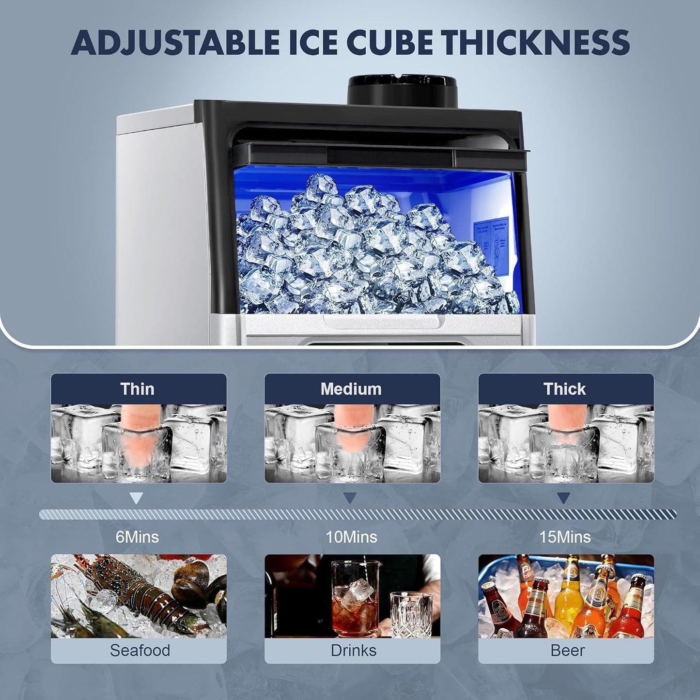 Máquina de hielo comercial 100 lbs/24h con doble entrada de agua