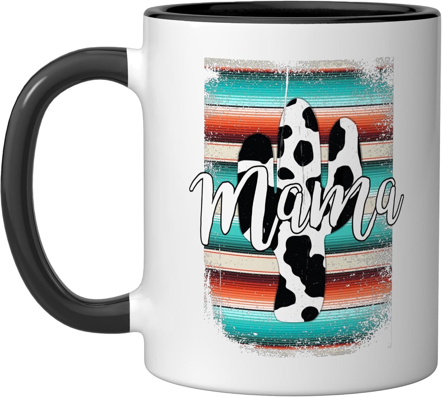 Taza cerámica vintage serape cactus leopardo negro/blanco