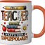 Taza de cerámica con diseño 'I'm a Teacher What's Your Superpower' en naranja/blanco