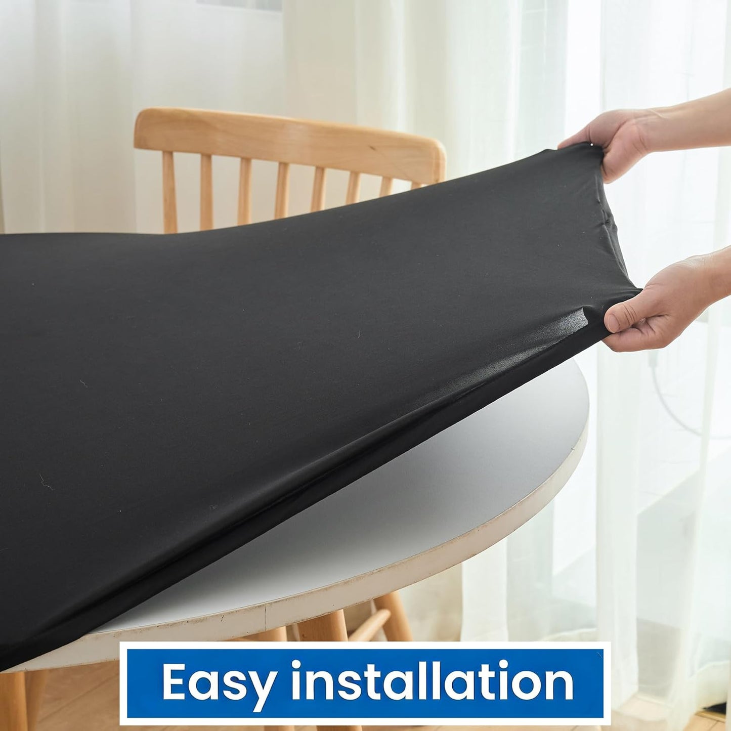 Mantel redondo elastano ajustable uso interior exterior negro
