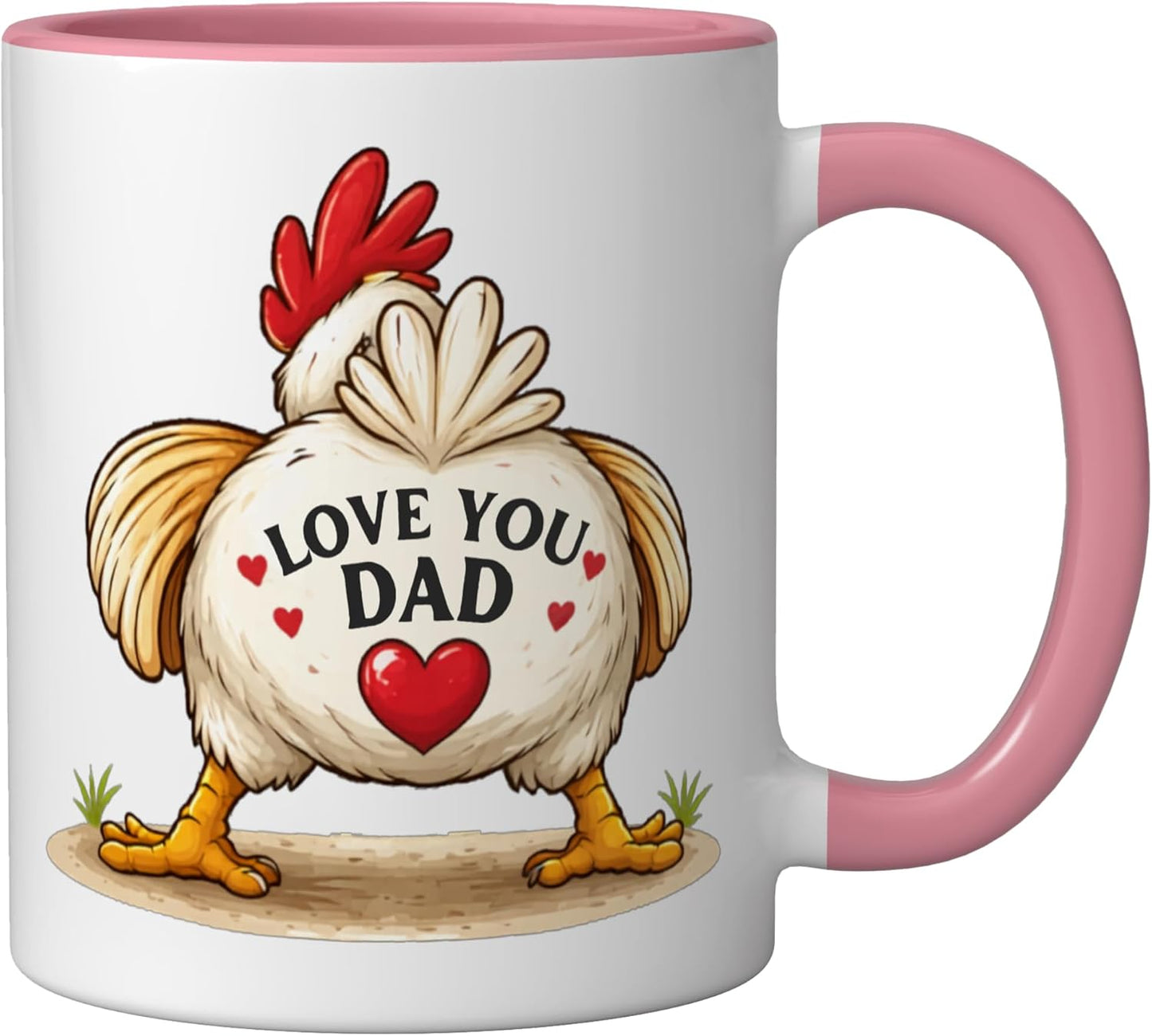 Taza Cerámica Humor Pollo Padre Rosa/Blanco
