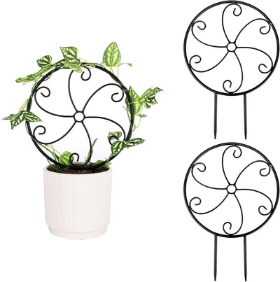 2 Pzas Enrejado Metal para Plantas Trepadoras 14pulg Negro