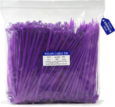 Bridas moradas 8 pulg plástico cierre auto organizador cables