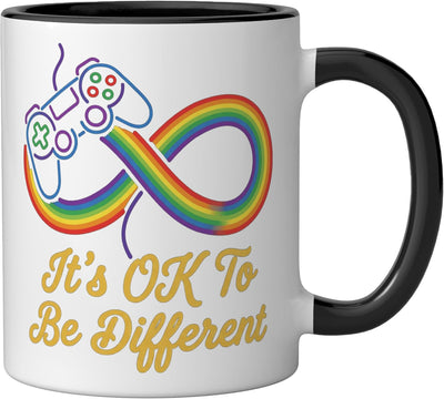 Taza cerámica rainbow infinity para autismo, negro/blanco