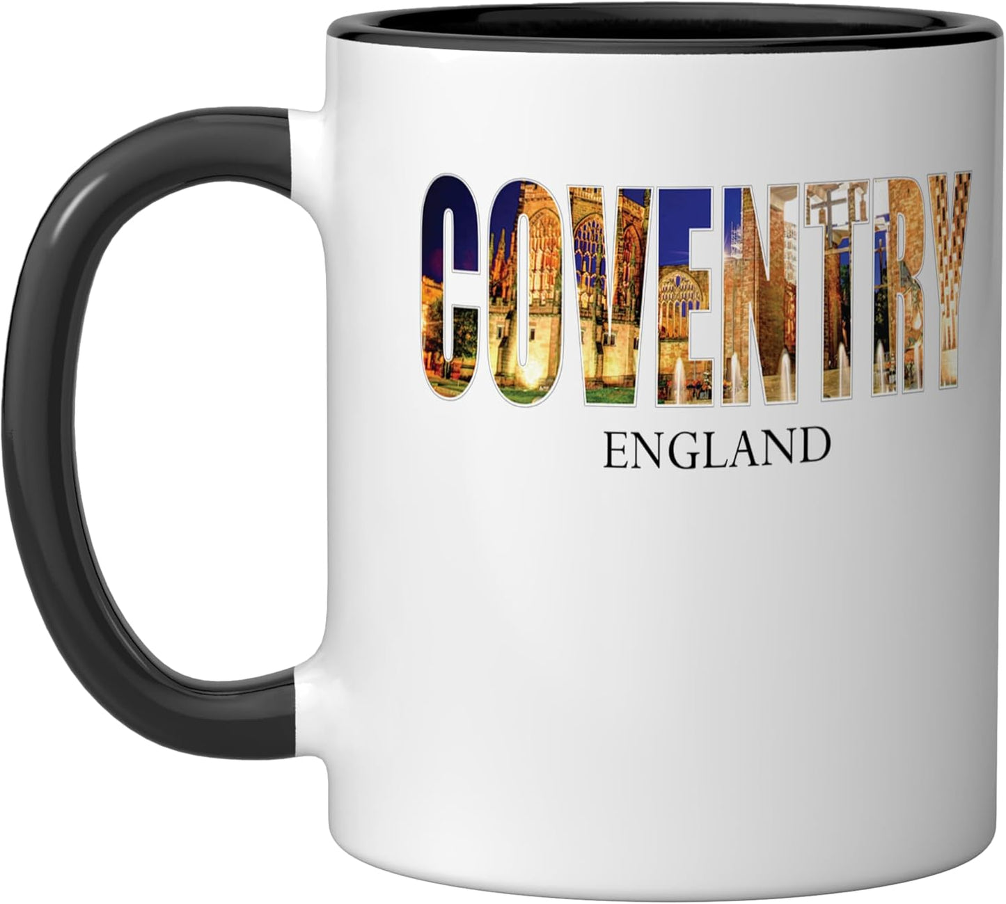 Taza cerámica Coventry diseño vintage Inglaterra negro/blanco