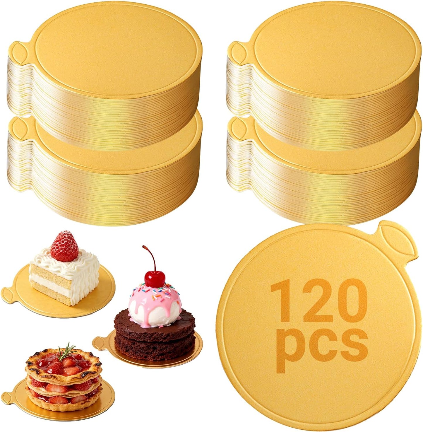 Soporte para mousse cupcakes redondo dorado pastel 3.14 pulgadas