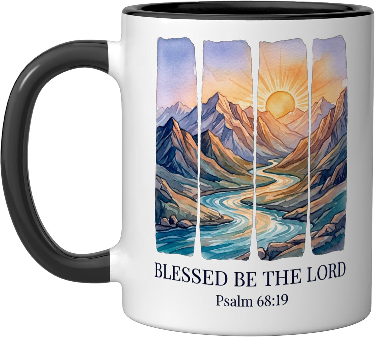 Taza Cerámica Versículo Biblia Psalm 68 19 Negro/Blanco