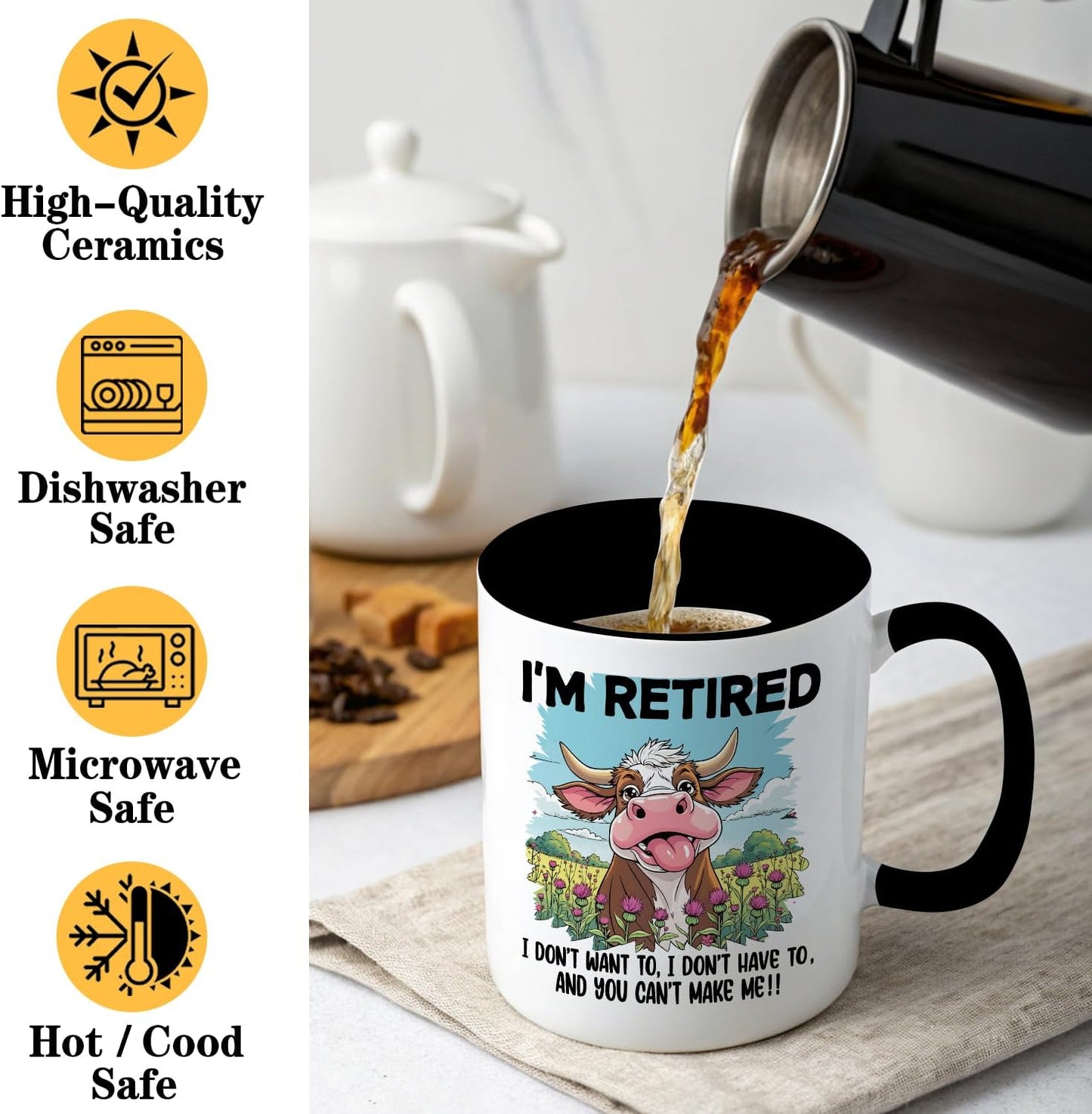 Taza café cerámica estampado vaca 11oz regalo despedida