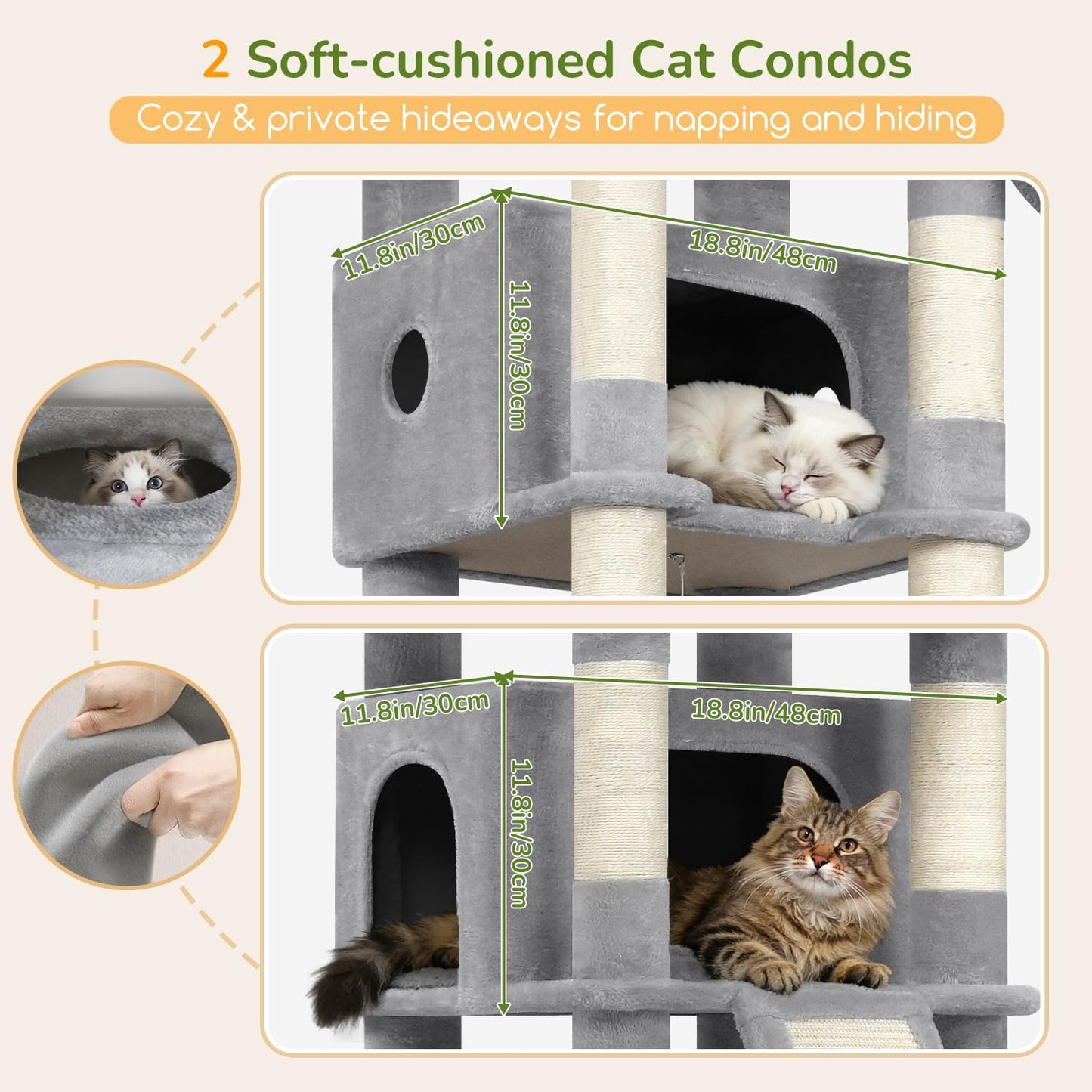 Árbol para gatos resistente 80pulg con postes y condominios