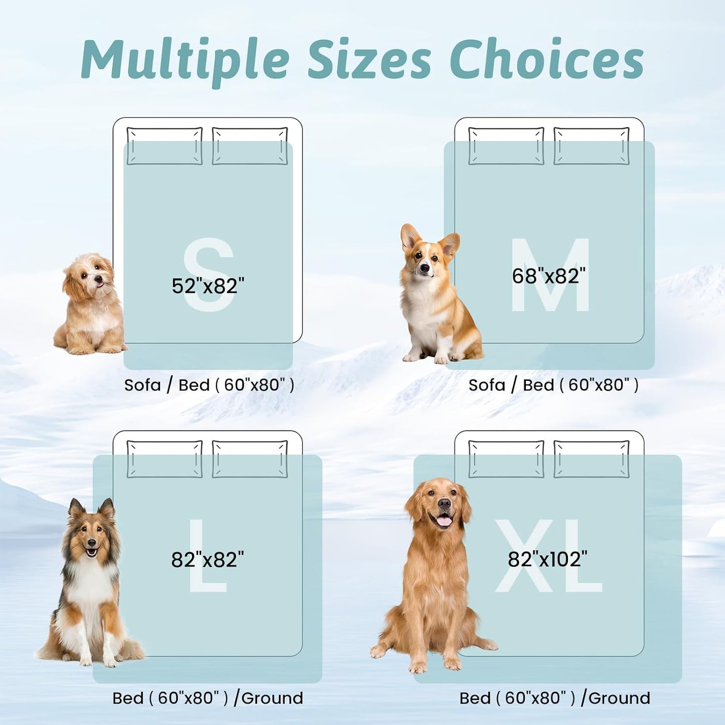Almohada refrigerada perro grande 52x82 pulg impermeable no resbala