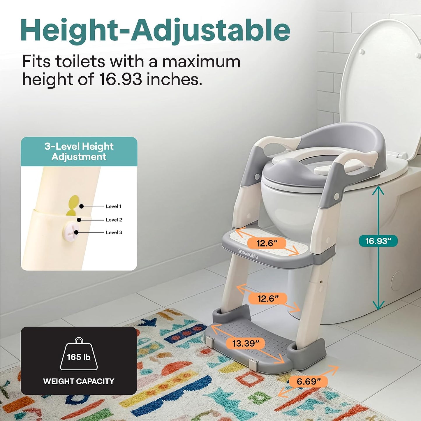 Silla baño 2en1 asiento ajustable antideslizante niños