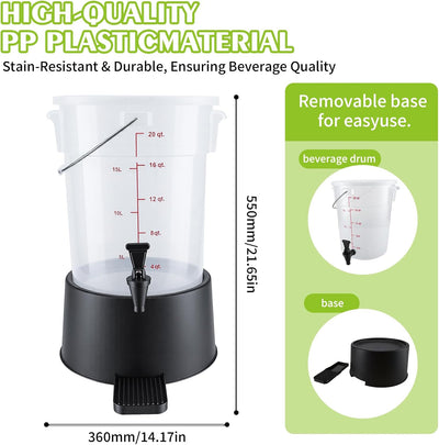 Dispensador redondo de bebidas con tapa y asa para eventos
