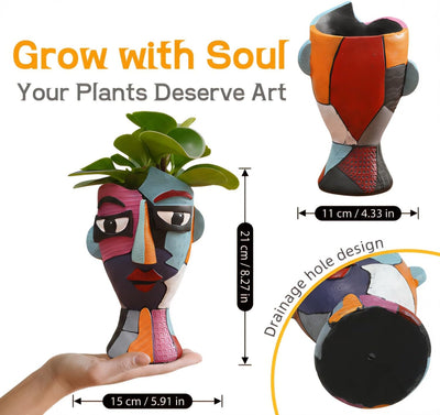 Maceta cara 8.2pulg drenaje jarrón abstracto Picasso para plantas