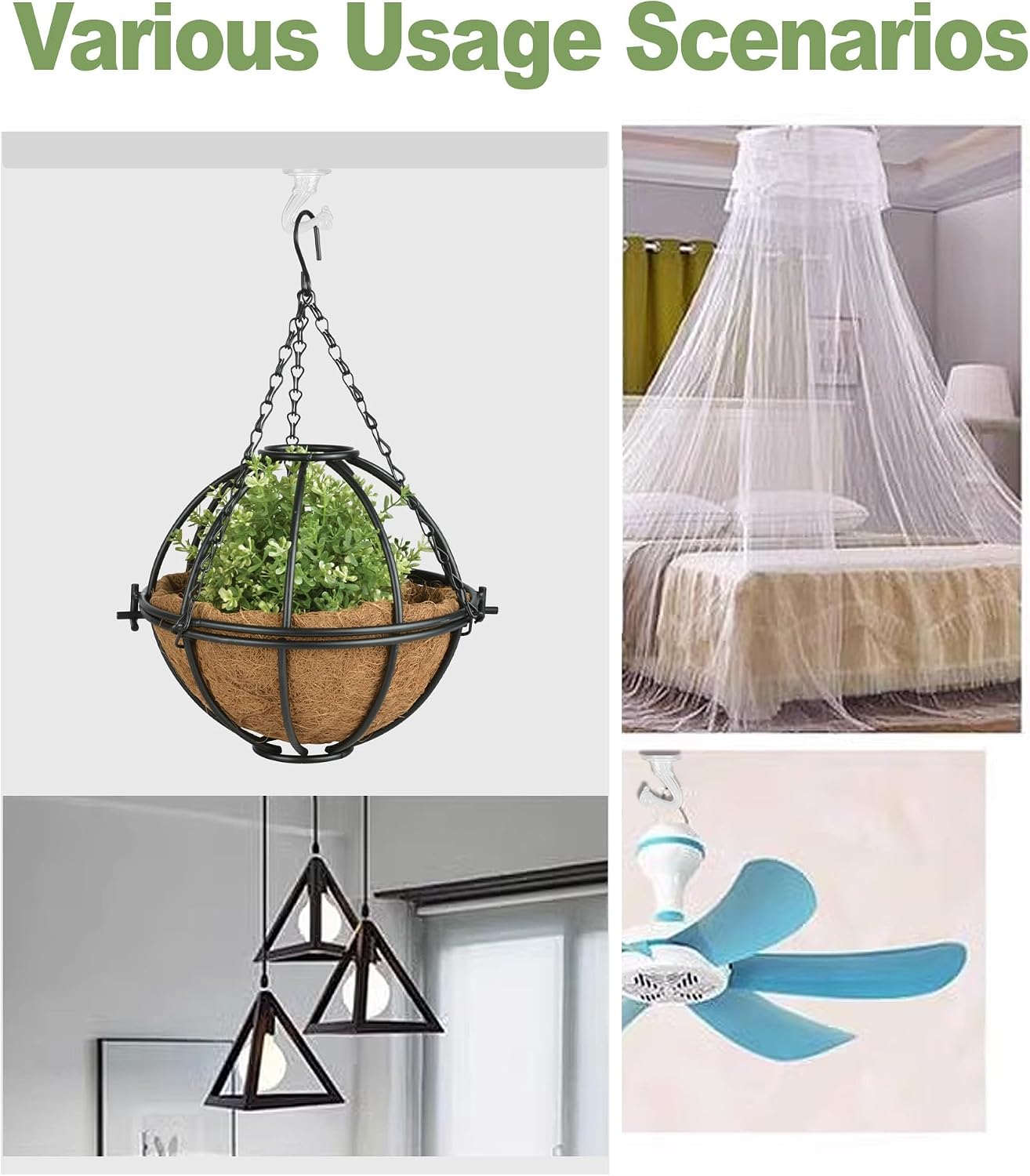 6 Pzas Gancho Metal para Plantas Luces Colgantes