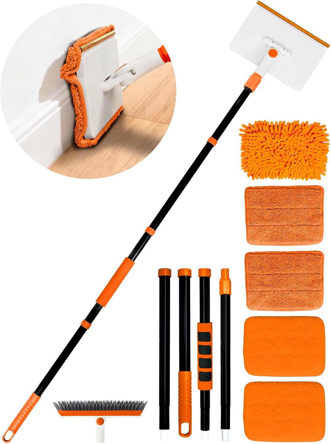 Herramienta zócalo 4en1 con mango extensible 5 pzas