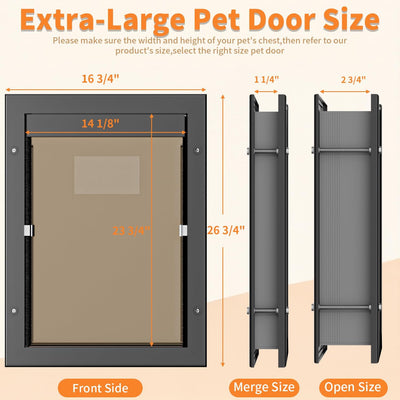 Puerta perros XL aluminio bloqueo 2 vías solapa magnética negro