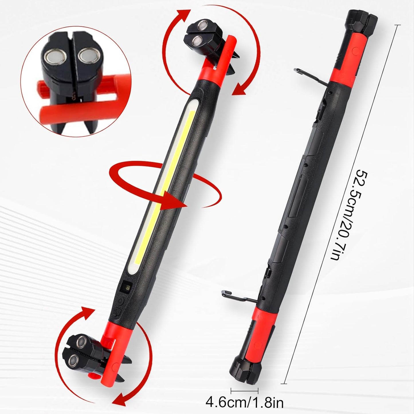Barra luz LED magnética recargable con imán 3 modos