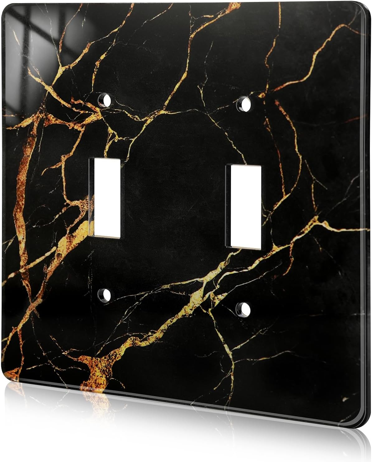 Placa pared interruptor luz mármol texturizado patrón oro negro