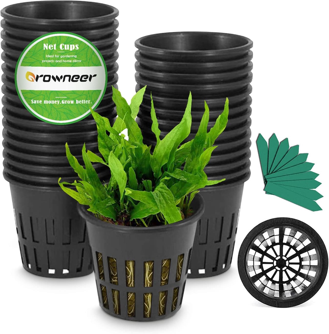 Cesta cultivo hidropónico 3pulg 25 tazas red malla ranurada