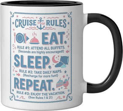 Taza de cerámica retro con diseño de vacaciones en negro y blanco