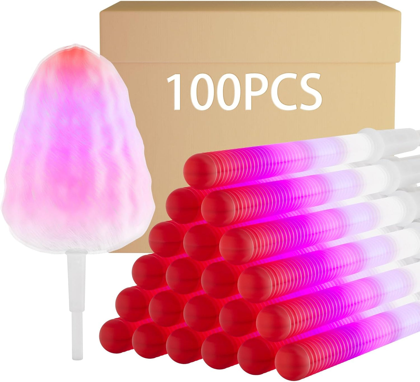 100 Conos LED Algodón para Azúcar Edición San Valentín