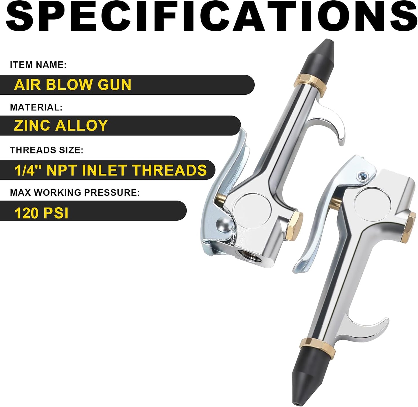 Kit 4 Pzas Soplador Aire Punta Goma Accesorios Compresor