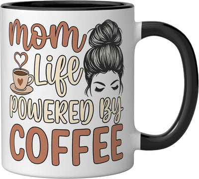 Taza cerámica para mamá cansada amante del café negro y blanco