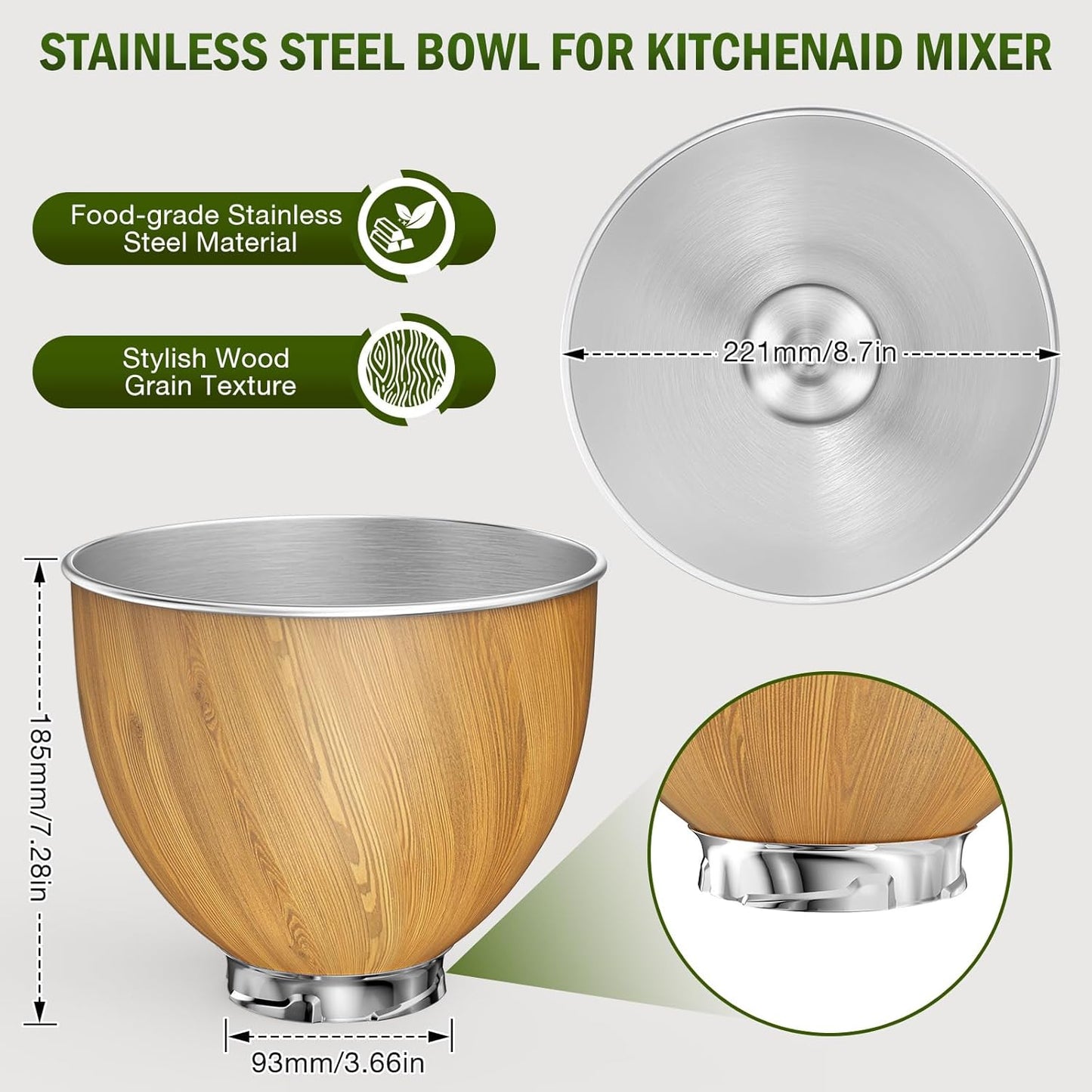 Tazón acero inox comp Kitchenaid 4.5-5qt con mango