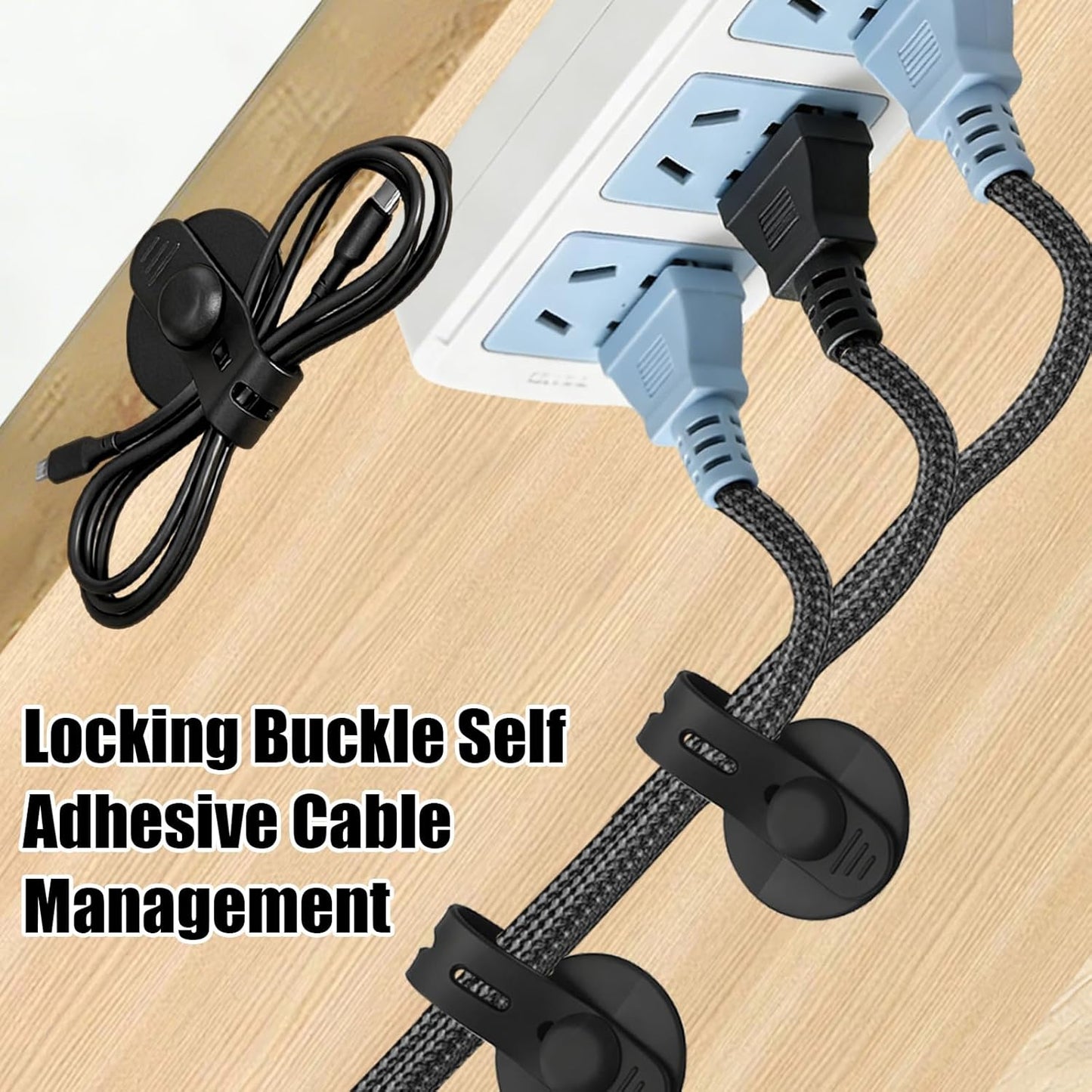 Organiz. cables silicona autoadhesiva para hogar y cocina