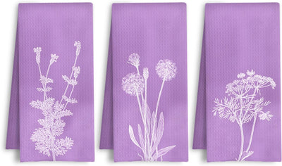 Toallas de cocina florales moradas botánicas lavanda 16 x 24