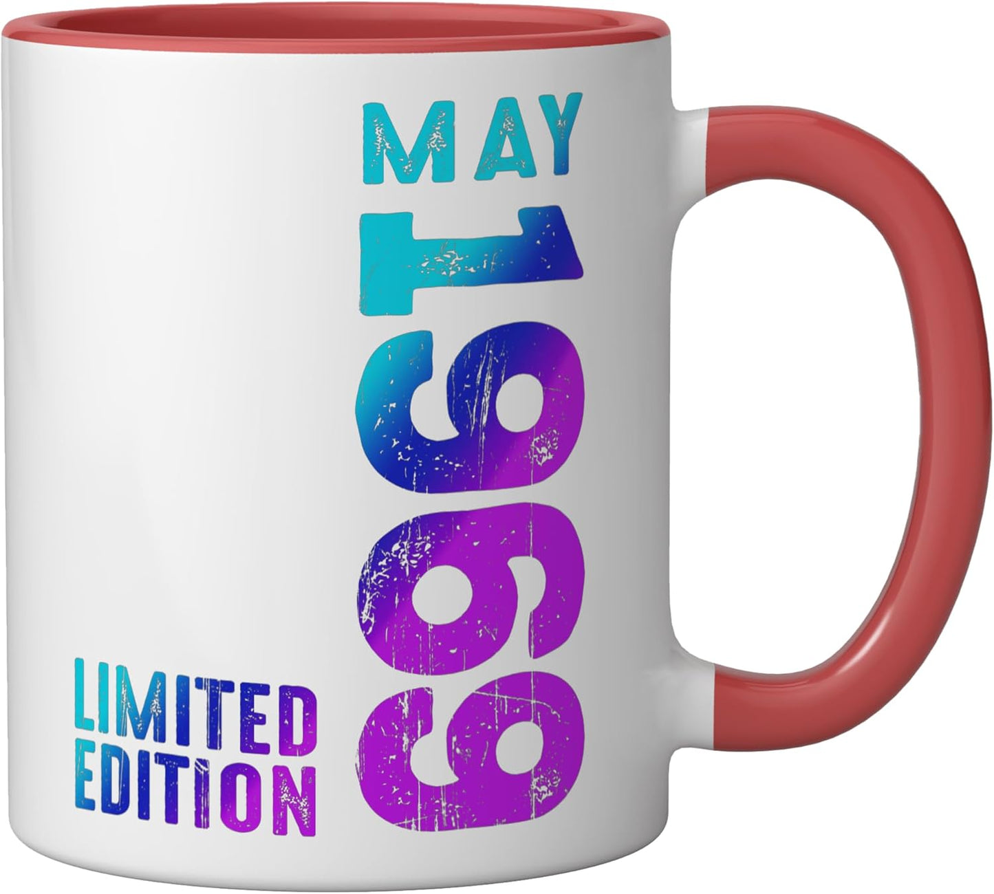 Taza de cerámica vintage 1969 roja/blanca