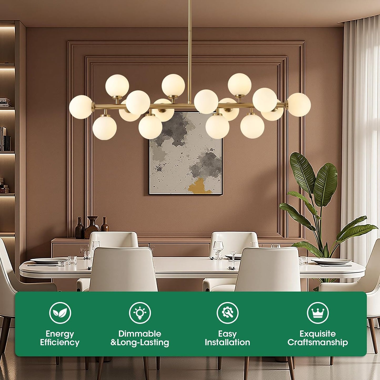 Lámpara Sputnik lineal 16 luces vidrio burbujas 39.4pulg