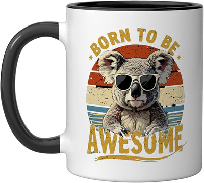 Taza de cerámica koala retro humor art australiana negra/blanca