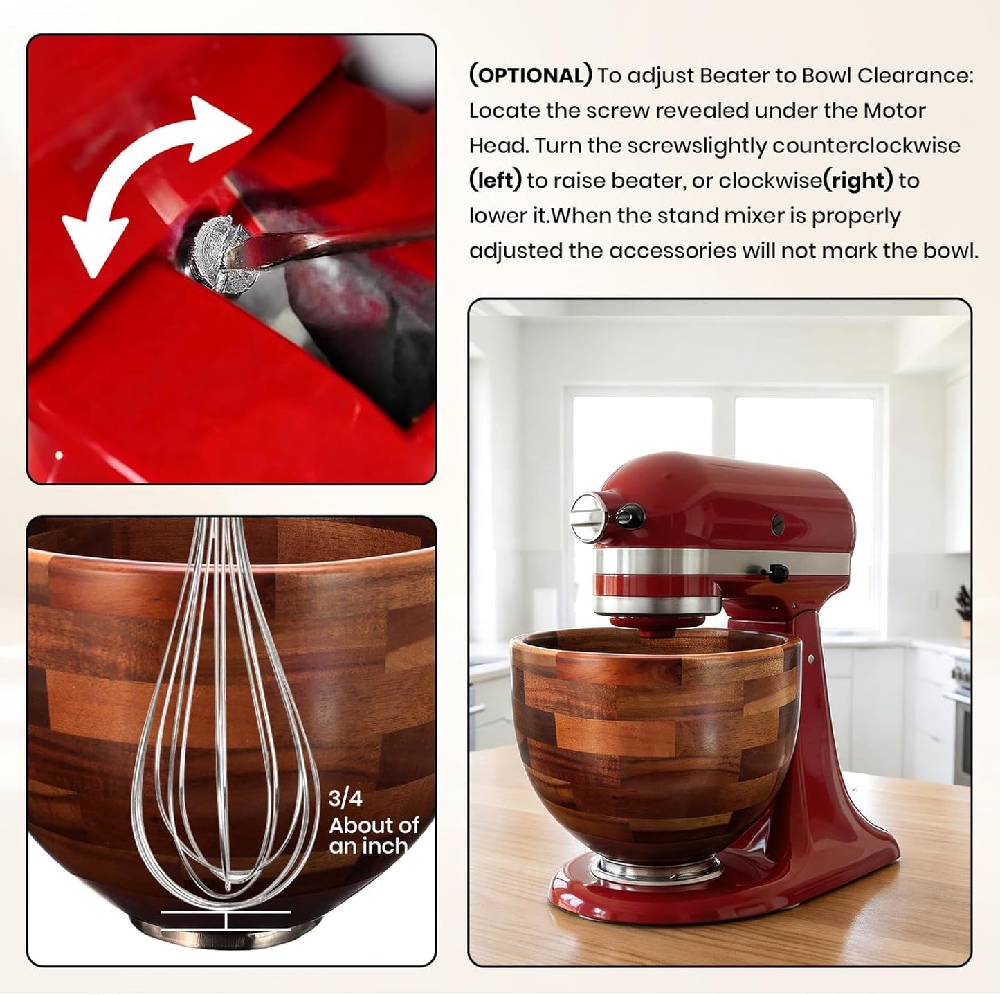 Tazón Acacia Comp KitchenAid 5qt Con Base