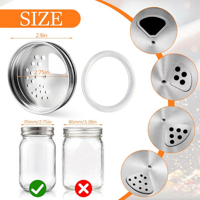 Paquete de 2 tapas ajustables para coctelera de especias con junta de silicona